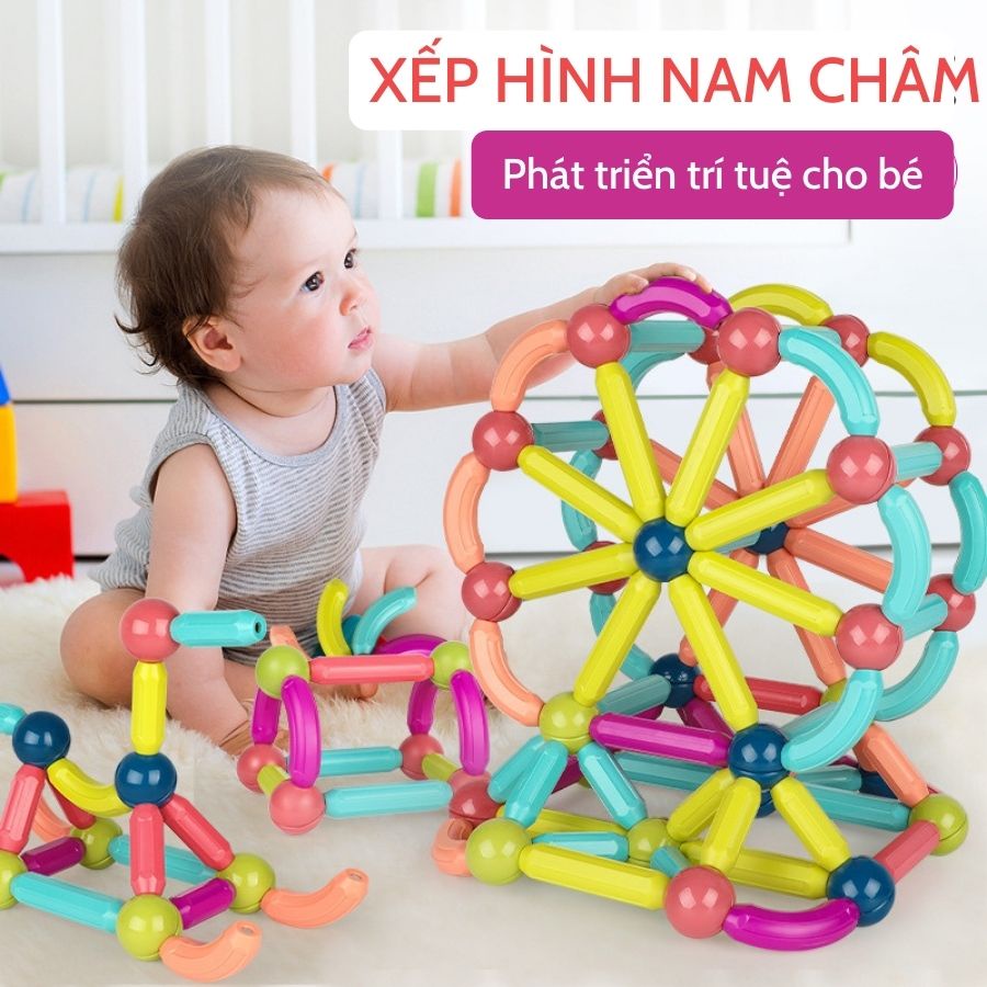 Bi nam châm xếp hình 35MM nhiều màu cho bé thêm tư duy sáng tạo
