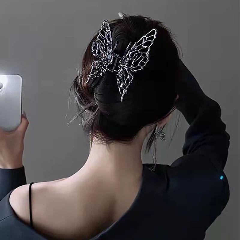 Kẹp Tóc Kim Loại Hình Bướm Kiểu Hình Học Thời Trang Hàn Quốc Dành Cho Nữ Giá Đỡ