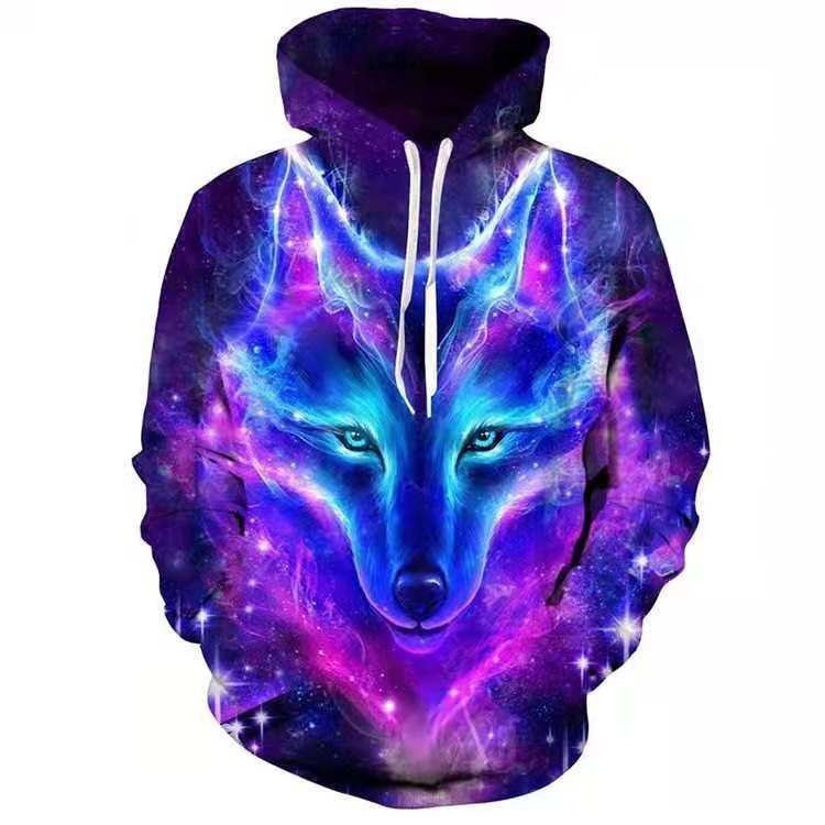 Áo Hoodies Có Nón Dài Tay In Hình Sói 3d Thời Trang