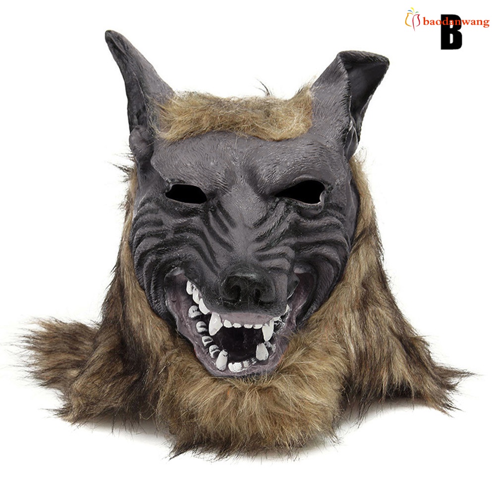 Mặt nạ đầu sói cao su + Bao tay hóa trang Halloween có bán lẻ