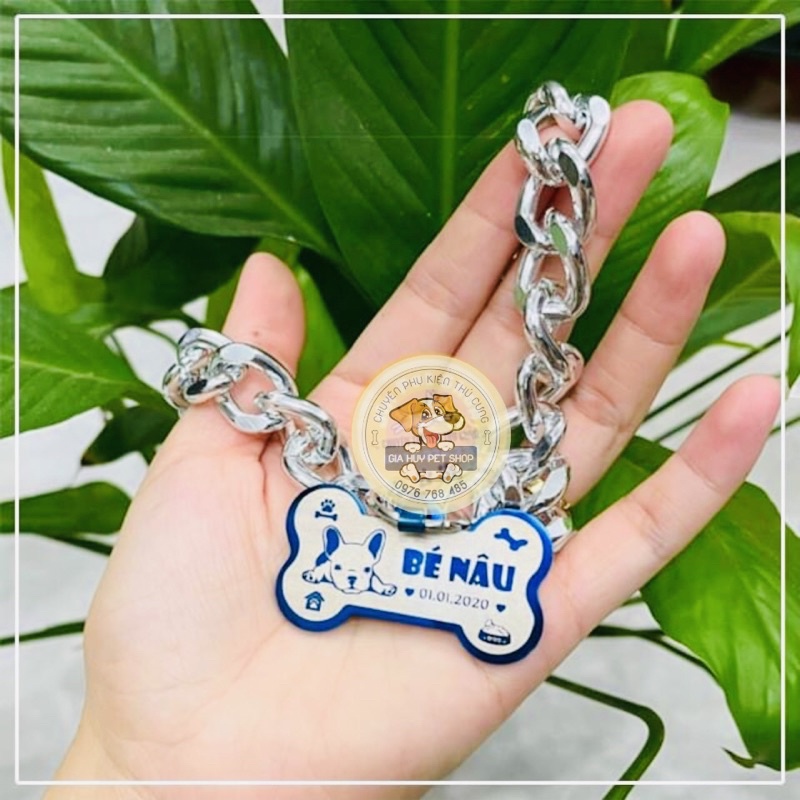 (Combo) Thẻ Tên Chó Mèo - Bảng Tên Chó Mèo, Pettag Kèm Vòng Cổ giahuypetshop