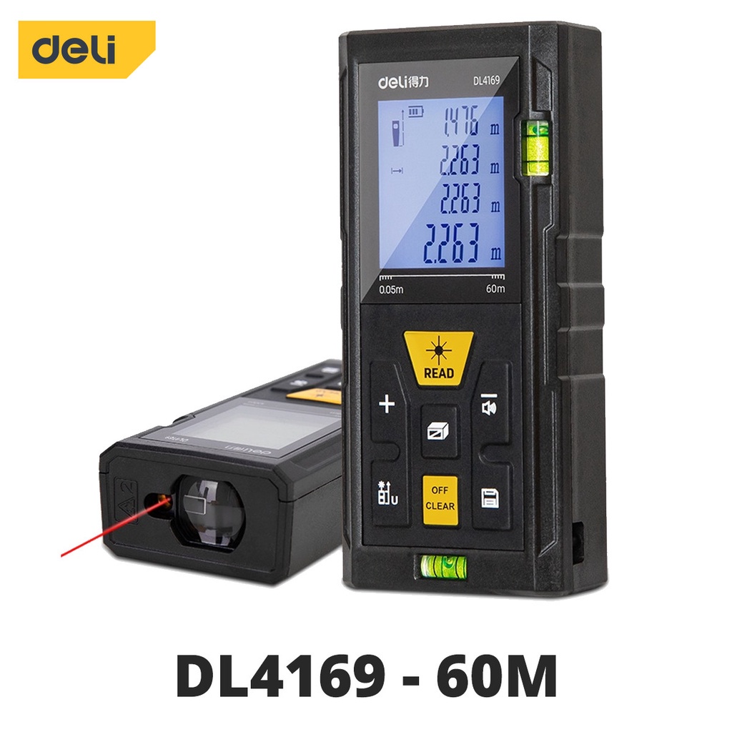 Máy Đo Khoảng Cách Laser Deli Chính Hãng Loại 40m đến 100m Đa Năng - Dễ Dàng Sử Dụng Từ Xa - Chính xác cao