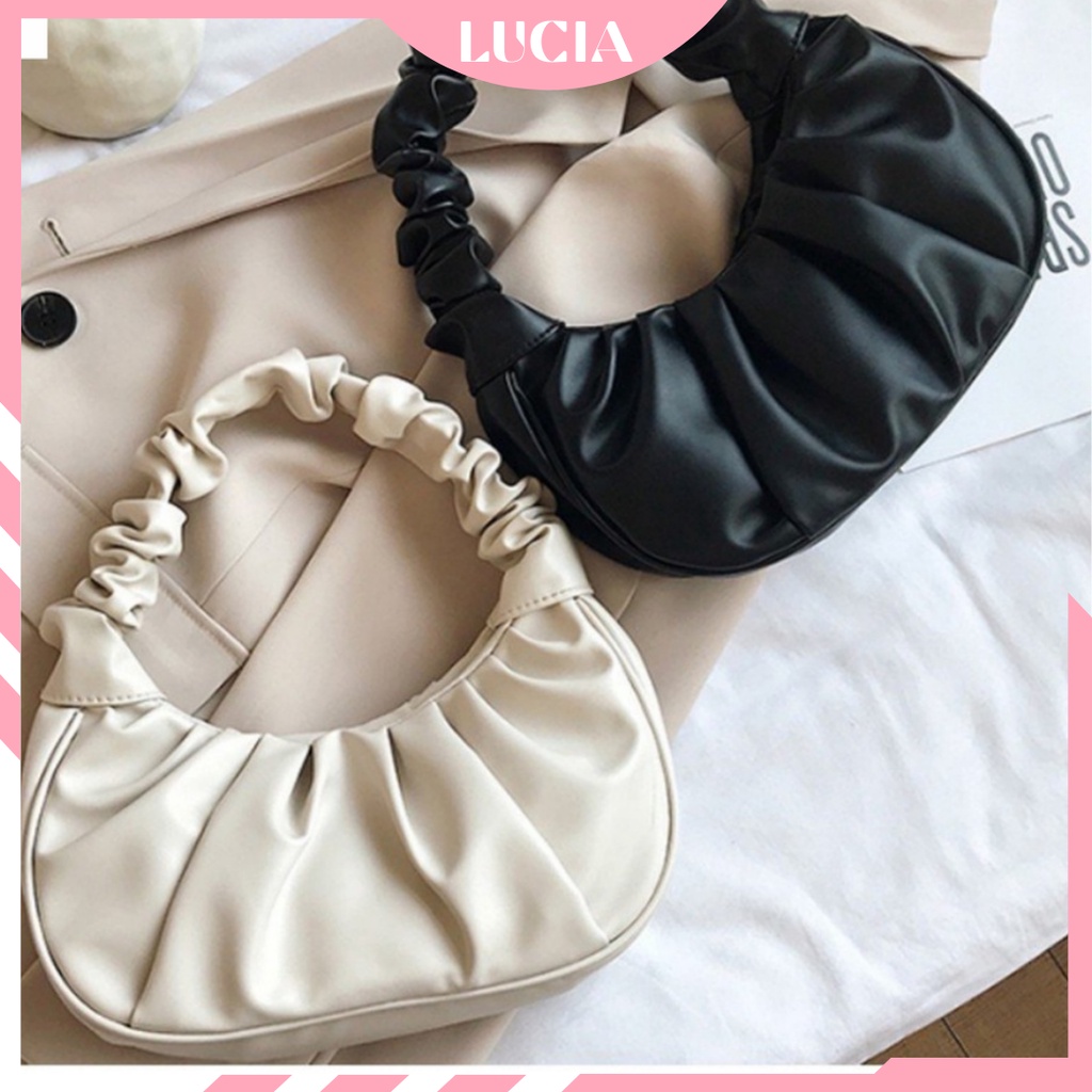 Túi xách nữ kẹp nách da mềm xếp ly quai nhún thời trang cao cấp LUCIA STORE TXN40