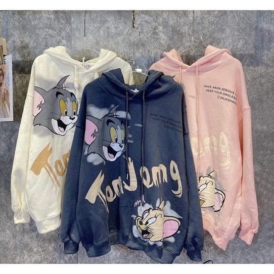 [Giá Sỉ] Áo nỉ hoodie In hình mèo và chuột dễ thương 283 áo nỉ bông unisex nam nữ