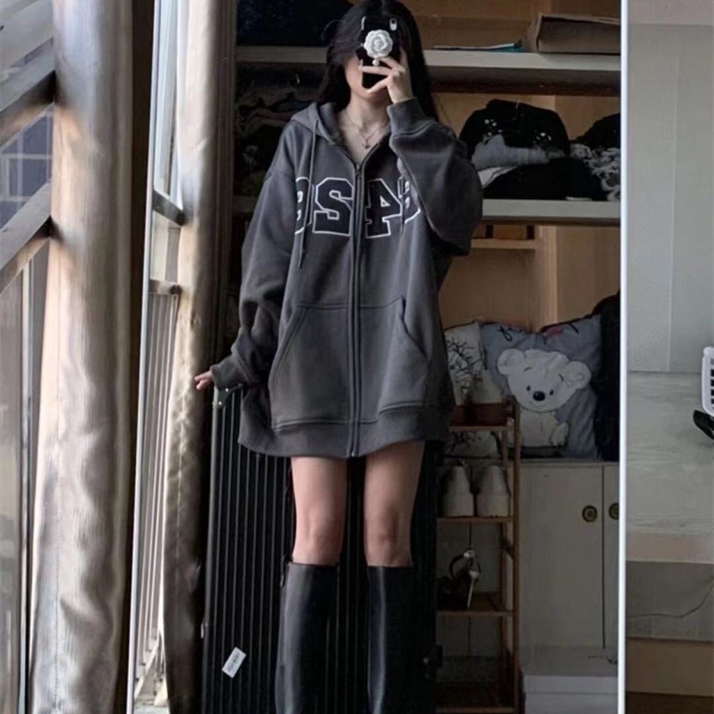 Áo khoác hoodie plus size phong cách thời trang năng động cho nữ