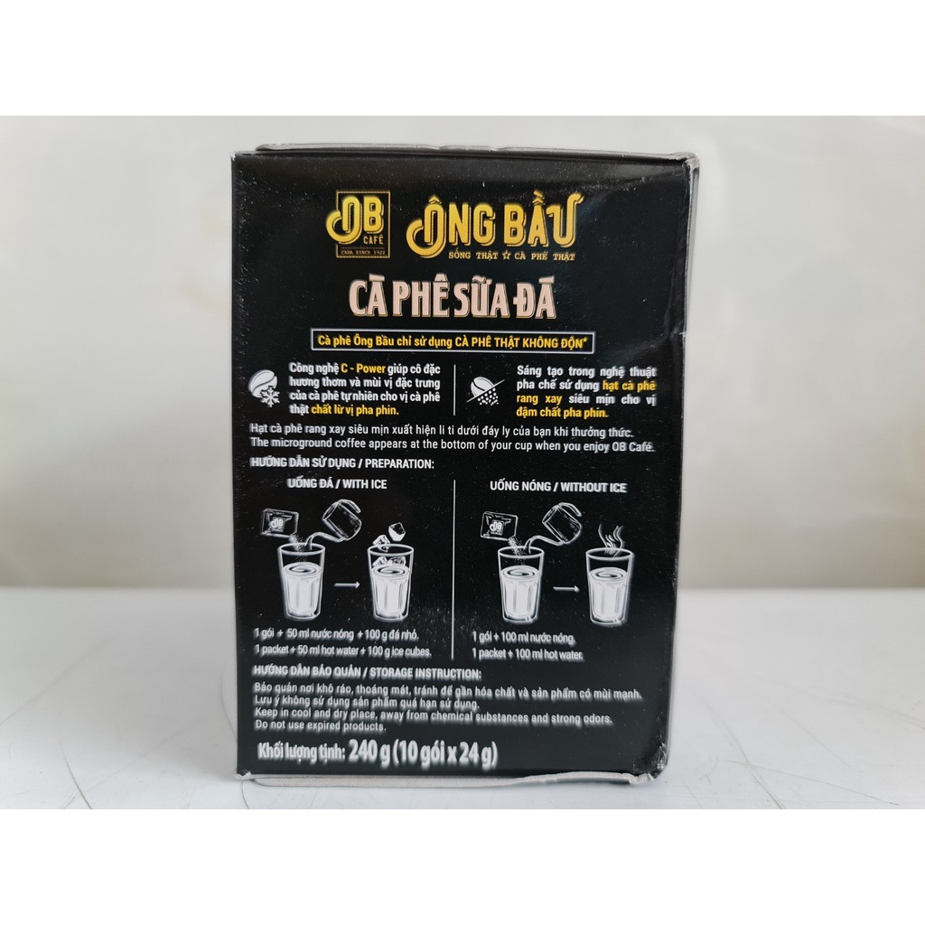 [HỘP 10 gói x 24g] CÀ PHÊ SỮA ĐÁ HÒA TAN [VN] ÔNG BẦU Instant Coffee Mix