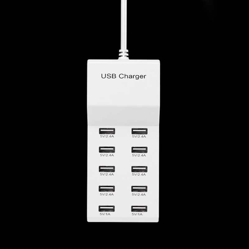 Adapter Sạc Nhanh 10 Cổng USB 5V 2 4A 1A Cho Điện Thoại Android PC