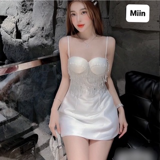 Váy 2 dây tapta cúp ngực đính dây đá