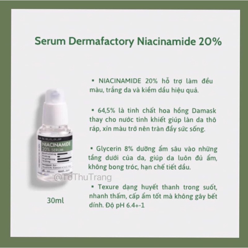 Tinh chất Niacinamide 20% hãng Dermafactory