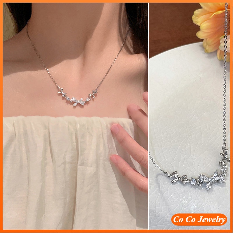 Vòng cổ Mặt Bướm Đính Đá Zircon Sang Trọng Cho Nữ