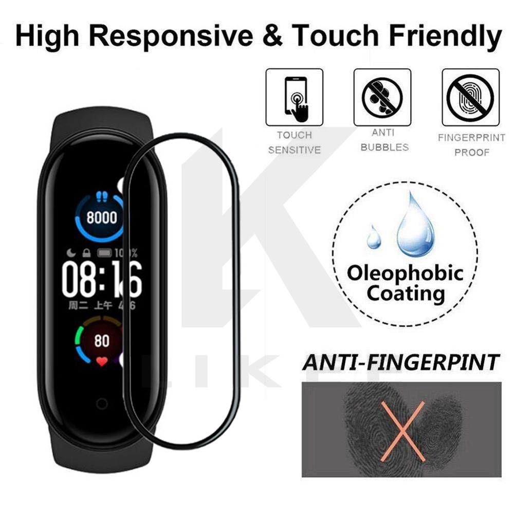 Kính bảo vệ siêu mạnh 9D Xiaomi Mi Band 5 4 3 Phim thủy tinh cho Mi Band5 Đồng hồ thông minh 3 Bảo vệ màn hình thủy tinh mềm cho Mi Band 4 5