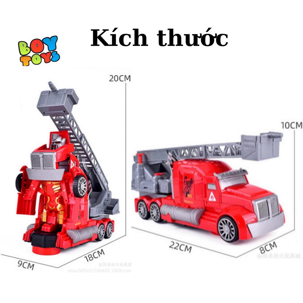 Combo 2 xe đồ chơi cứu hỏa phun nước biến hình và xe trộn bê tông biến hình