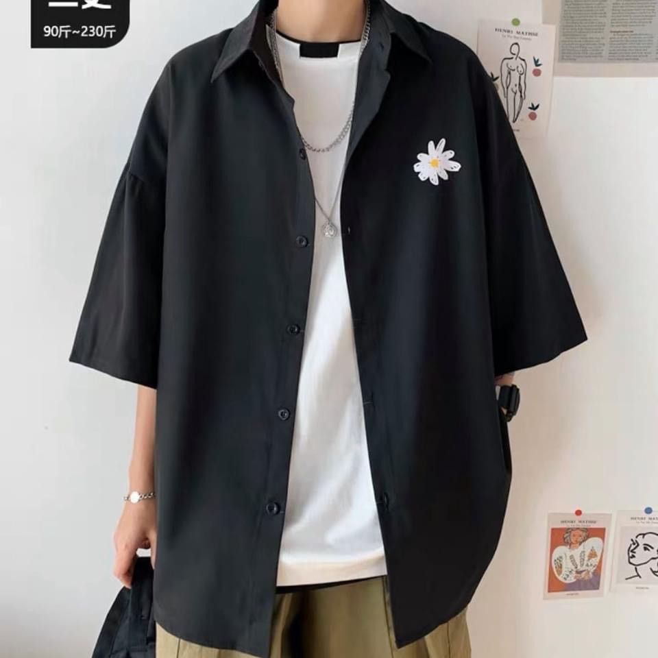Áo somi hoa cúc 3 màu đen, xanh, hồng (chất kaki mềm) | BigBuy360 - bigbuy360.vn