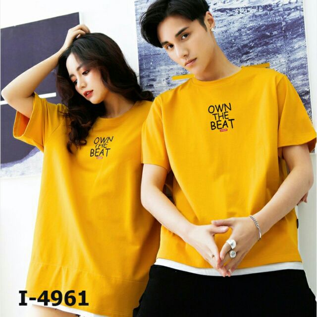 Áo đôi nam nữ màu vàng cá tính, giá gồm 2 áo