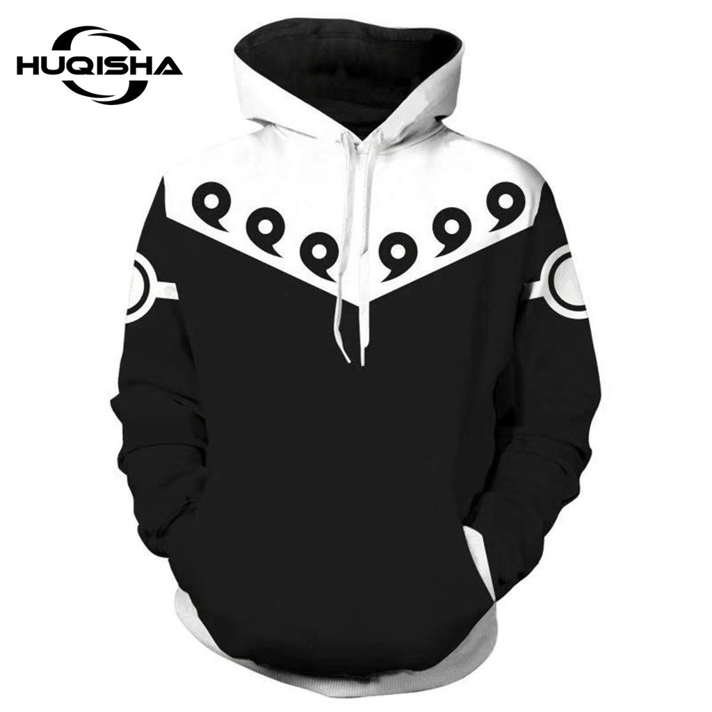 Áo hoodie HUQISHA cổ dây rút in họa tiết Naruto Akatsuki anime thời trang mới dành cho nam