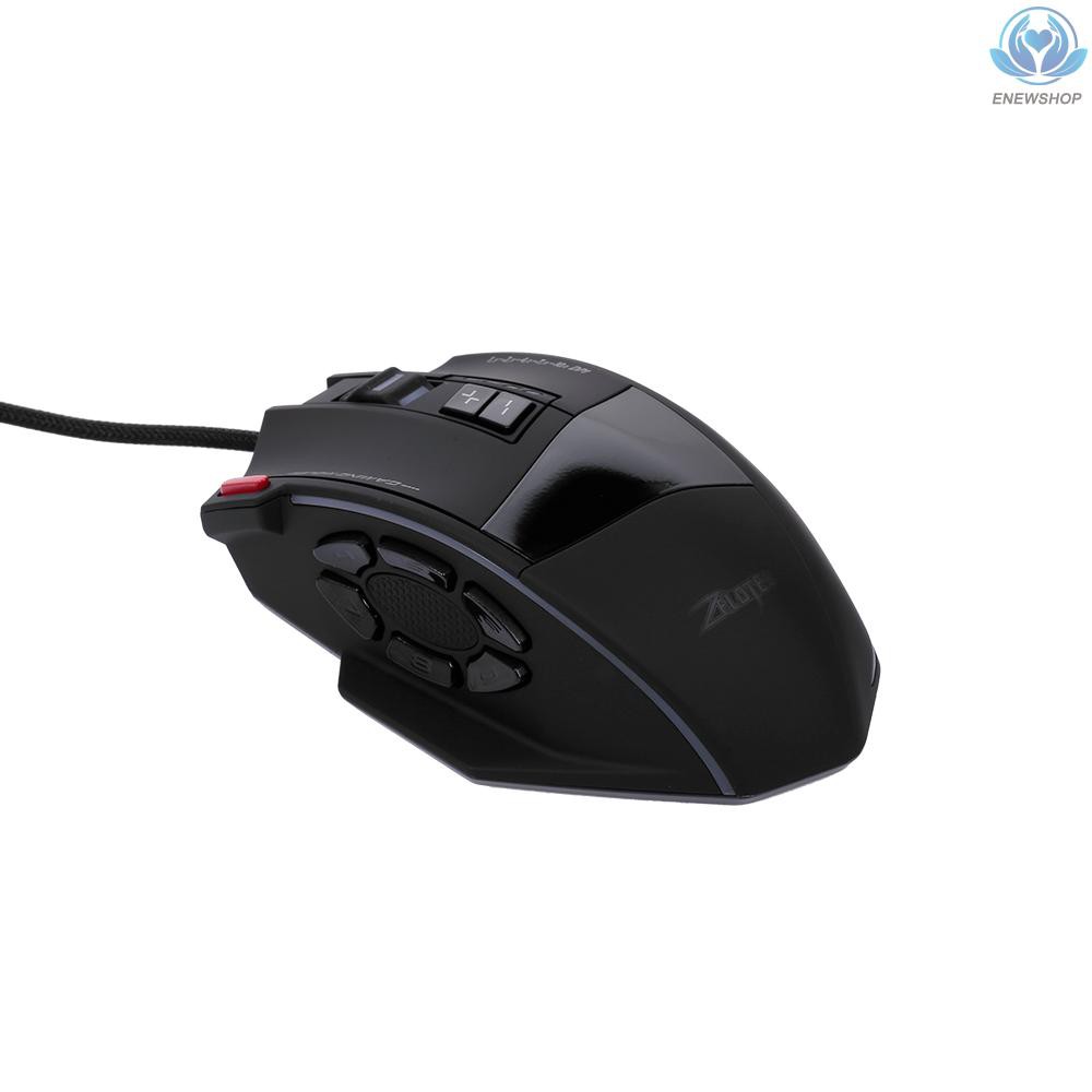 【enew】Zelotes C-13 Wired Gaming Mouse 13 Programming Keys Adjustable 10000DPI RGB Light Belt 128KB On-board Memory Built-in Counterweight Mechanism