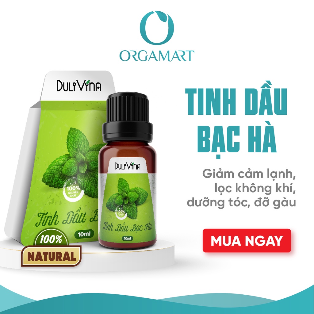 Tinh Dầu Bạc Hà Peppermint DuliVina Cao Cấp, Thiên Nhiên Nguyên Chất Giúp Giảm Ho, Cảm Cúm, Đuổi Muỗi - Chai 10ml