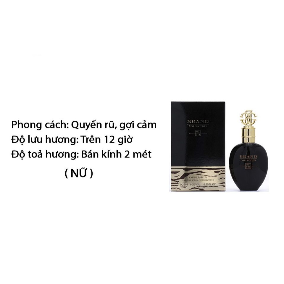 Nước hoa NAM, NỮ 25ml Thuộc Seri Mùi Hương Cao Cấp Brand Collection Lưu hương 6-8h của Hãng Gia Công Nổi Tiếng CARLOTTA | Thế Giới Skin Care