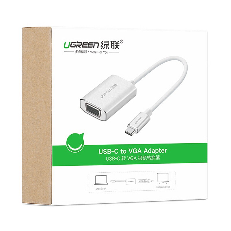 Cáp chuyển USB C to VGA Cao cấp Ugreen 40866 cỗng sạc PD Type C ( vỏ nhôm)