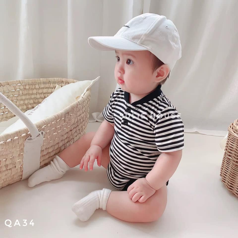 Body kẻ cộc tay dáng sơ mi - QA34
