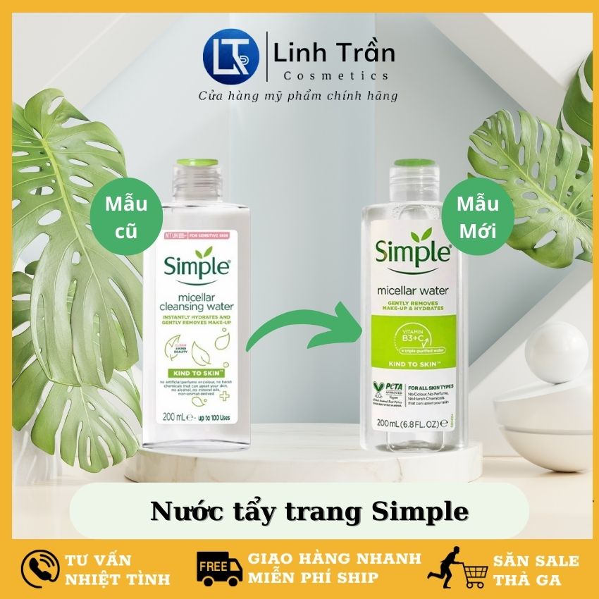 [CHÍNH HÃNG] Nước tẩy trang Simple, tẩy trang sạch sâu dịu nhẹ Kind To Skin Micellar Water