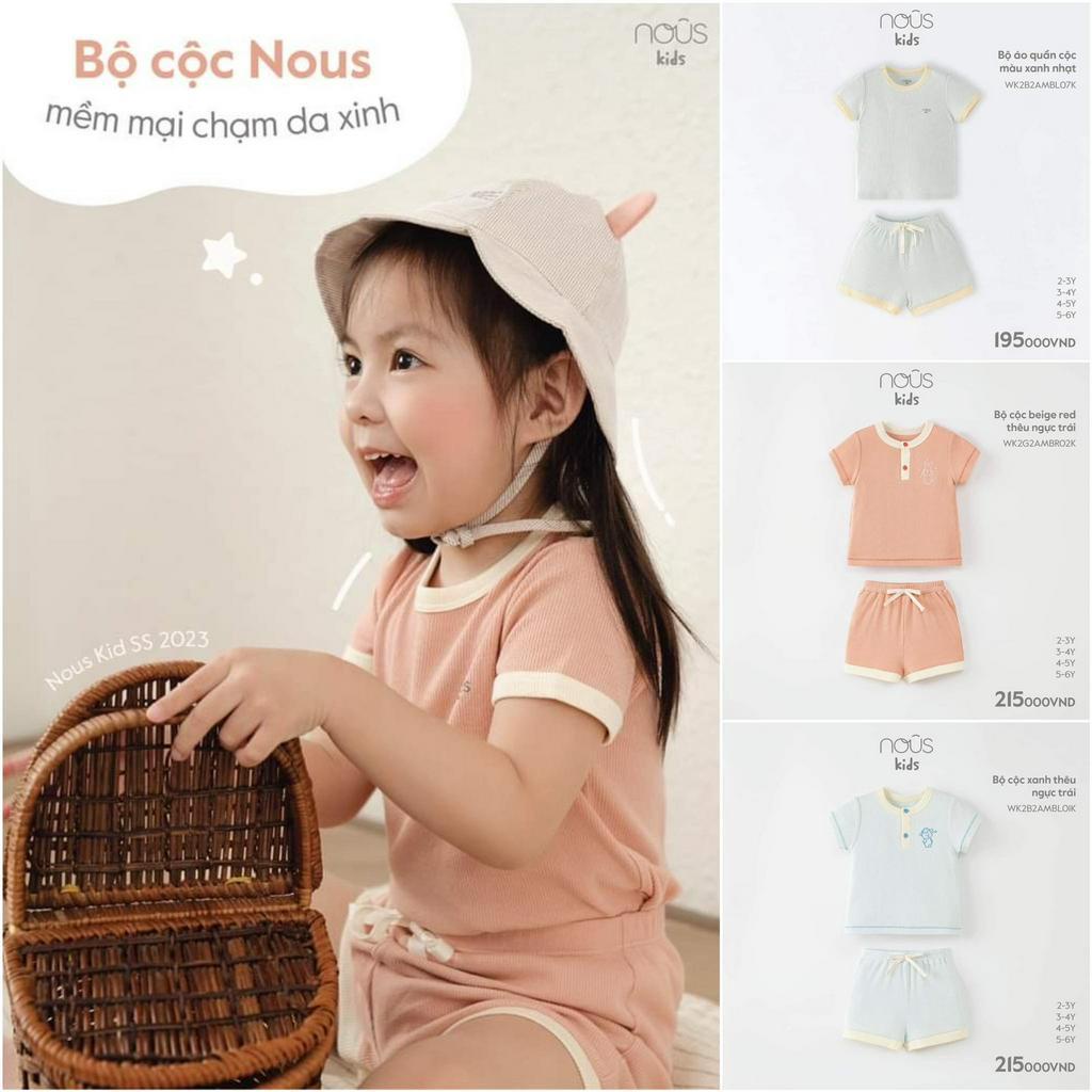 [CHÍNH HÃNG] Bộ quần áo cộc tay trẻ em chất liệu thun gân mềm mại Nous