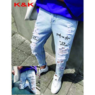 quần baggy in chữ rách thời trang cá tính