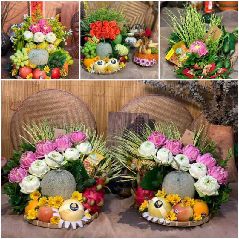 Mâm ngũ quả, mẹt hoa lễ, tháp hoa quả