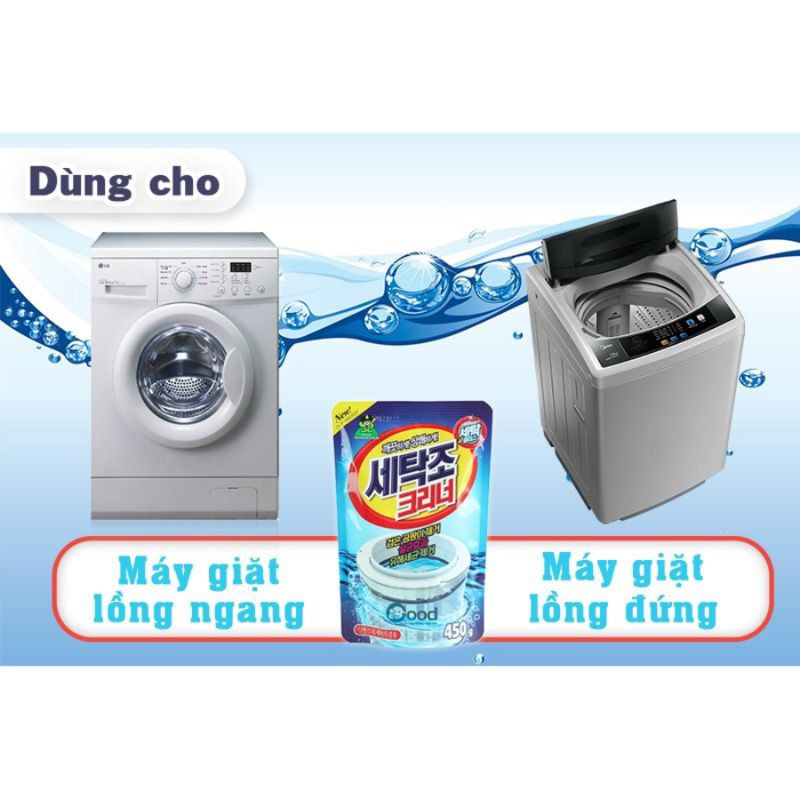 Bột tẩy vệ sinh lồng máy giặt Hàn Quốc dùng cho máy giặt cửa trước và cửa trên (máy giặt lồng đứng và lồng ngang)