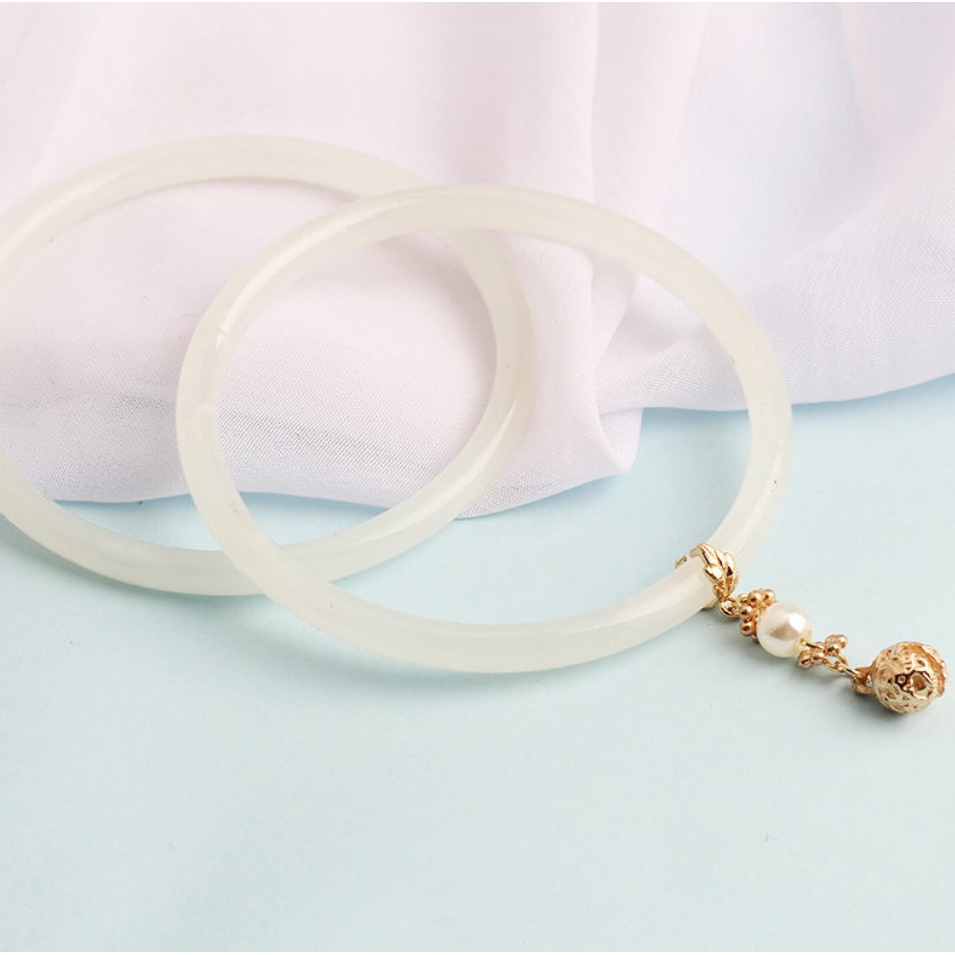 Vòng tay giả mã não màu trắng/ xanh dương/ xanh lá thạch phong cách Hán phục đẹp và tinh tế cho nữ