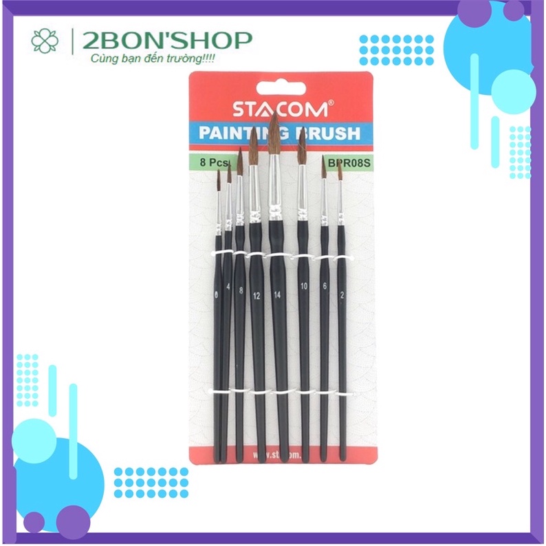 Bộ 8 Cọ Vẽ Stacom Đầu Tròn BPR08S