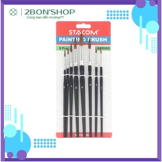Bộ 8 cọ vẽ stacom đầu tròn bpr08s