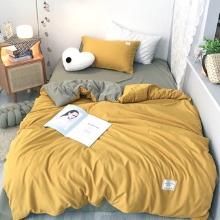 Bộ chăn ga gối cotton tici mẫu vàng be