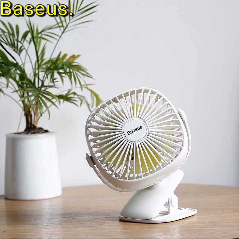 Quạt tích điện mini kẹp bàn có đèn Baseus chính hãng