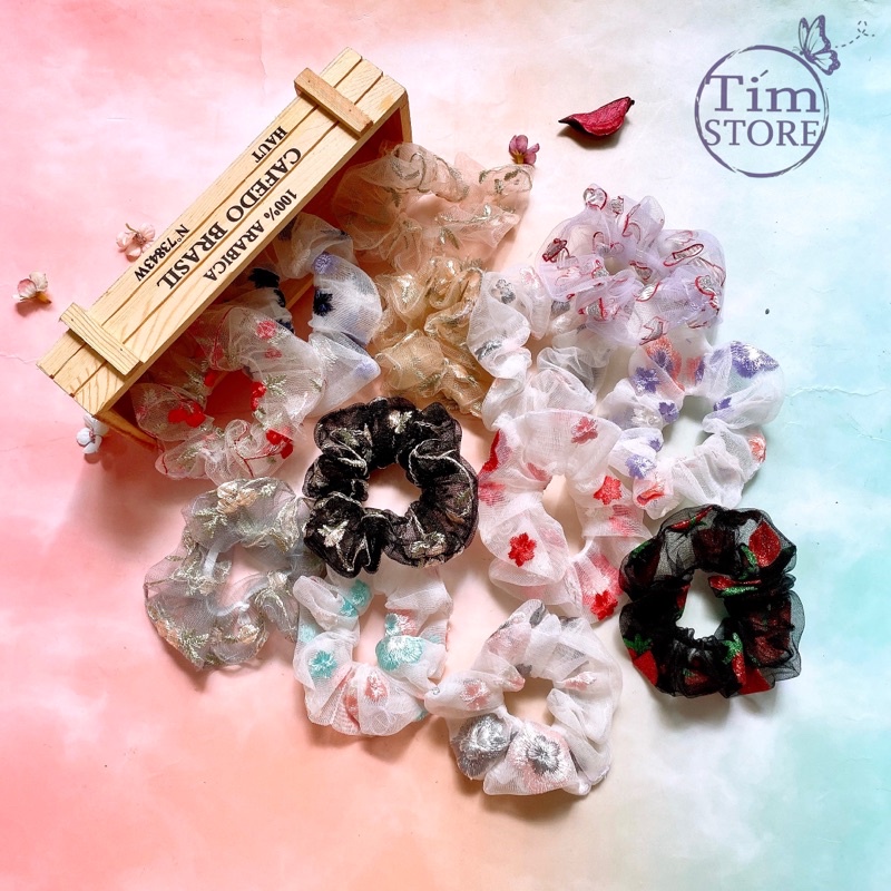 Dây cột tóc ren lưới scrunchies nhiều mẫu TÍM STORE phụ kiện thời trang phong cách hàn quốc