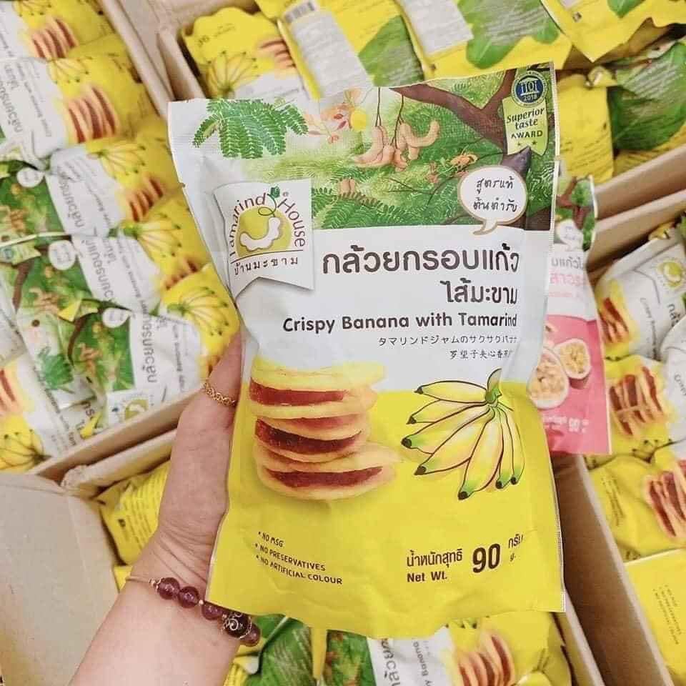 Chuối kẹo / Chuối kẹp me Thái Lan gói to 90g. Date đến 31/12/2021.