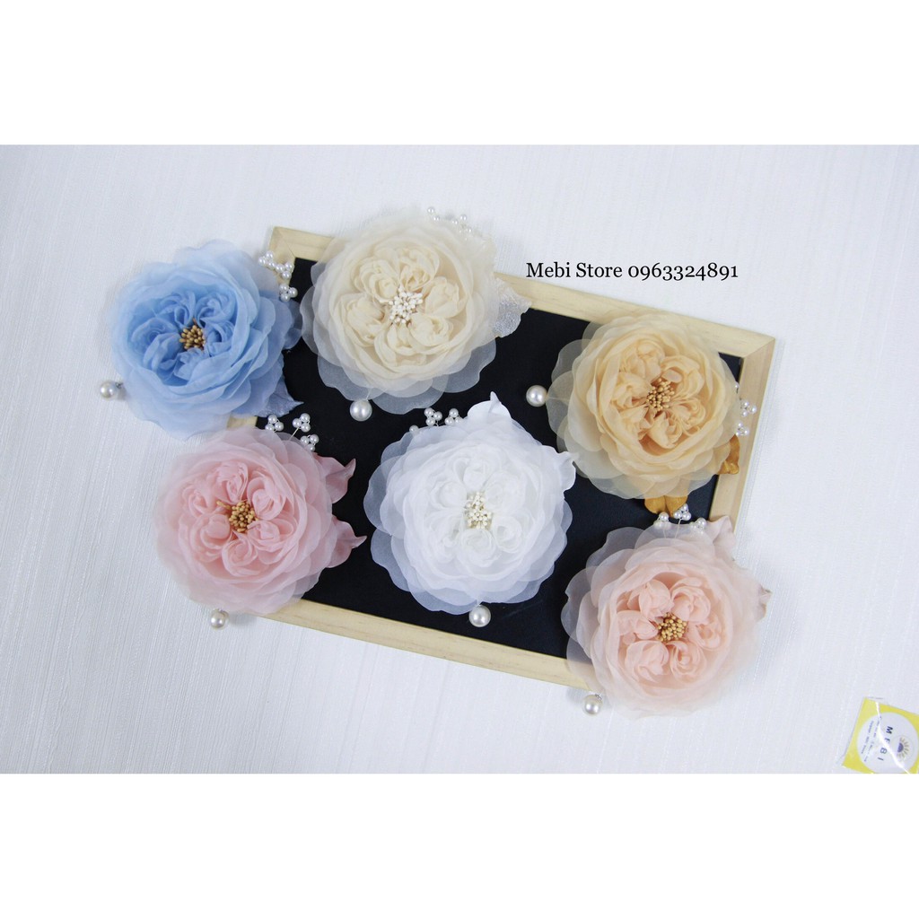 (ảnh thật 100%) Cài áo hoa hồng juliet handmade mix cành trai xoắn và lá gấm siêu sang (size 12)