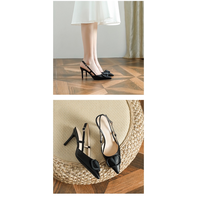 GIày cao gót hở gót xỏ quai mặt trái tim siêu xinh POCI 002