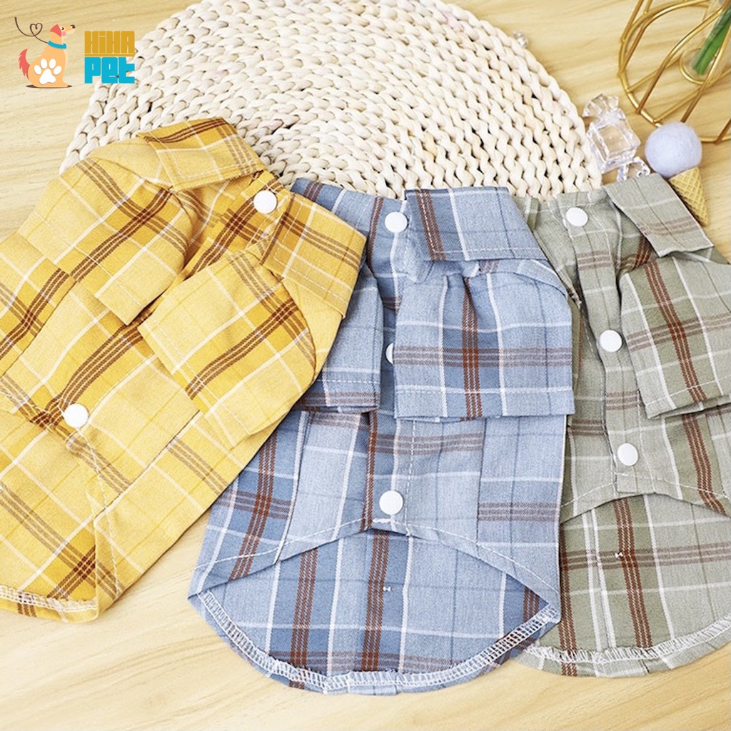 Áo Sơ Mi Sọc Có Tay Cho Bé Trai Chó Mèo Cao Cấp Quần Áo Thú Cưng Đực Hihapet.