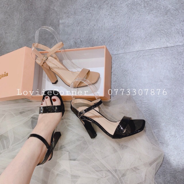 LOVIIECORNER-GIÀY SANDAL CAO GÓT 9 PHÂN QUAI MẢNH GÓT TRỤ VUÔNG 2 MÀU ( ĐEN - KEM ) - GIÀY CAO GÓT 9P QUAI MẢNH-G191169 | BigBuy360 - bigbuy360.vn