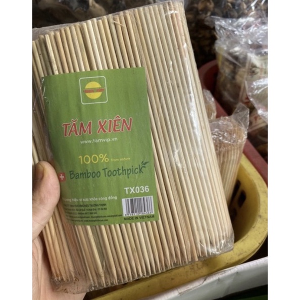 200g Tăm tre xiên thịt, que xiên thịt nướng, xúc xích loại dài 15cm