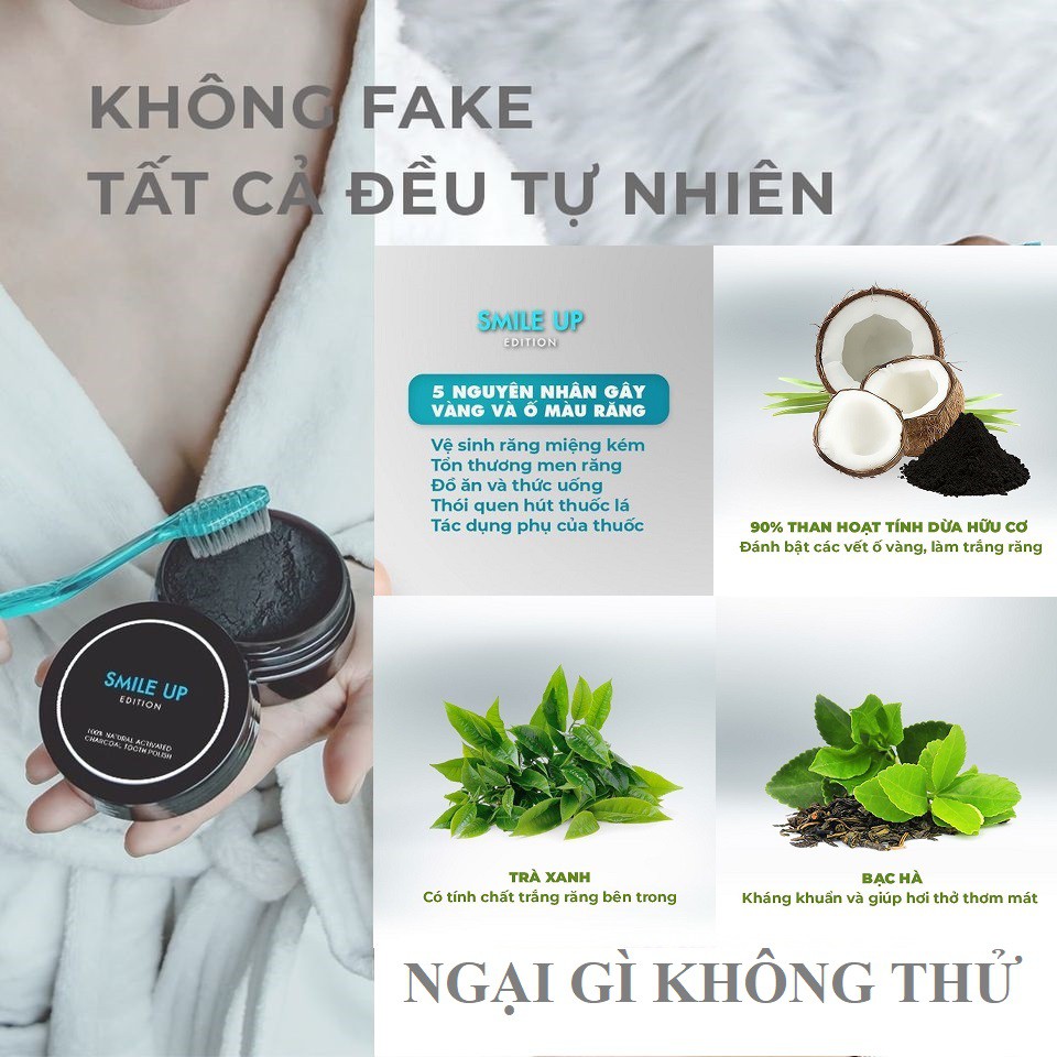 Hủ bột than hoạt tính trắng răng Smile Up 50g (sản phẩm dùng thử)