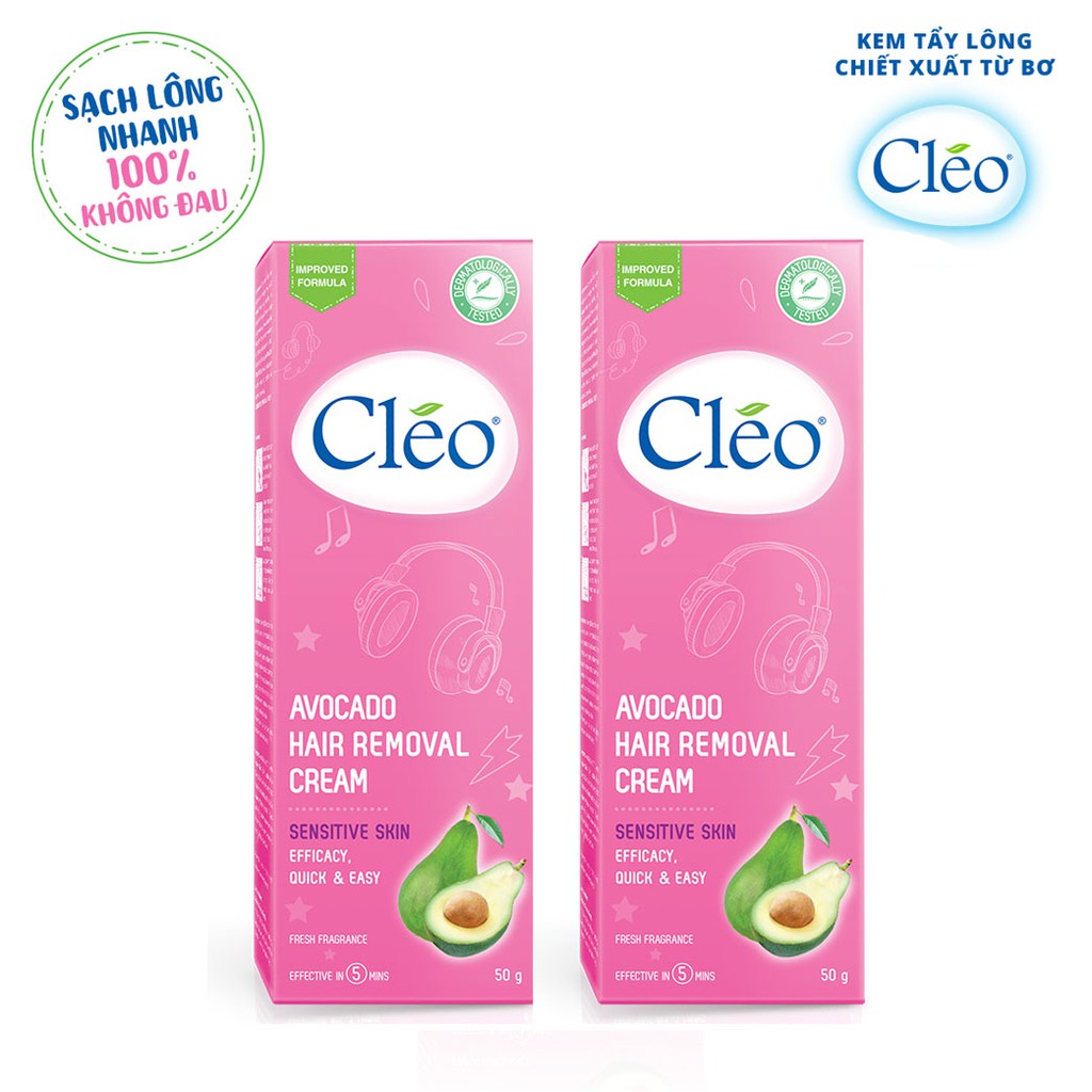 Combo 02 Kem Tẩy Lông Cho Da Nhạy Cảm Cleo Avocado Hair Removal Cream Sensitive Skin 50g