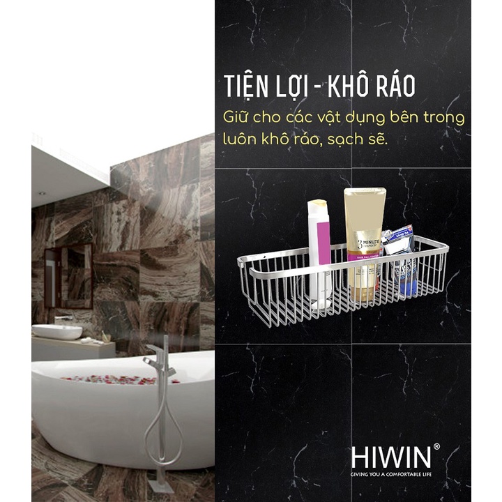Kệ giỏ inox nhà tắm Inox 304 chống gỉ kích thước 375x125x88mm HIWIN Y-205