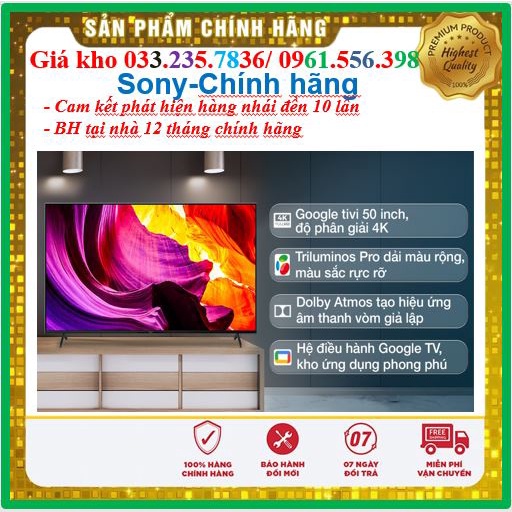 Smart Tivi Sony 50 Inch 4K XR-50X90J < Chính hãng BH:24 tháng tại nhà toàn quốc > - Mới 100%