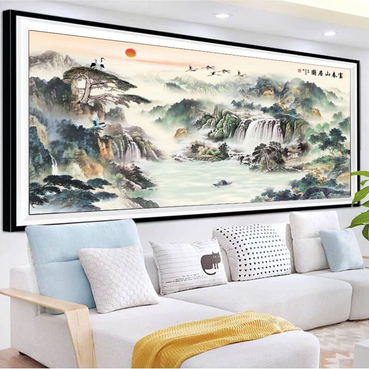 Tranh thêu chữ thập - Tranh phong cảnh Thủy Mặc 06