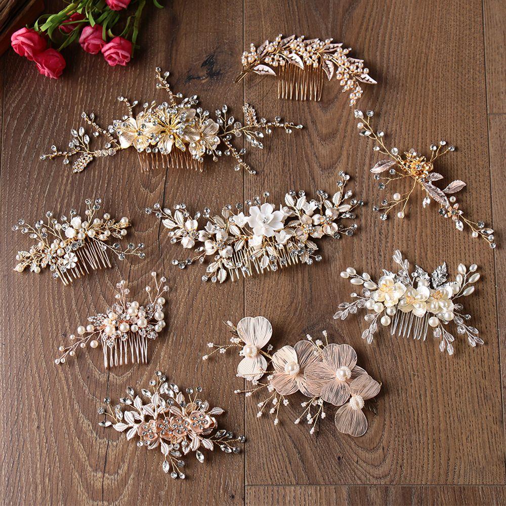 JUNE Lược Cài Tóc Cô Dâu Đính Đá Pha Lê