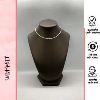 Vòng cổ choker hạt gạo phối kiểu 2 li mix hồng ánh kim 6 li