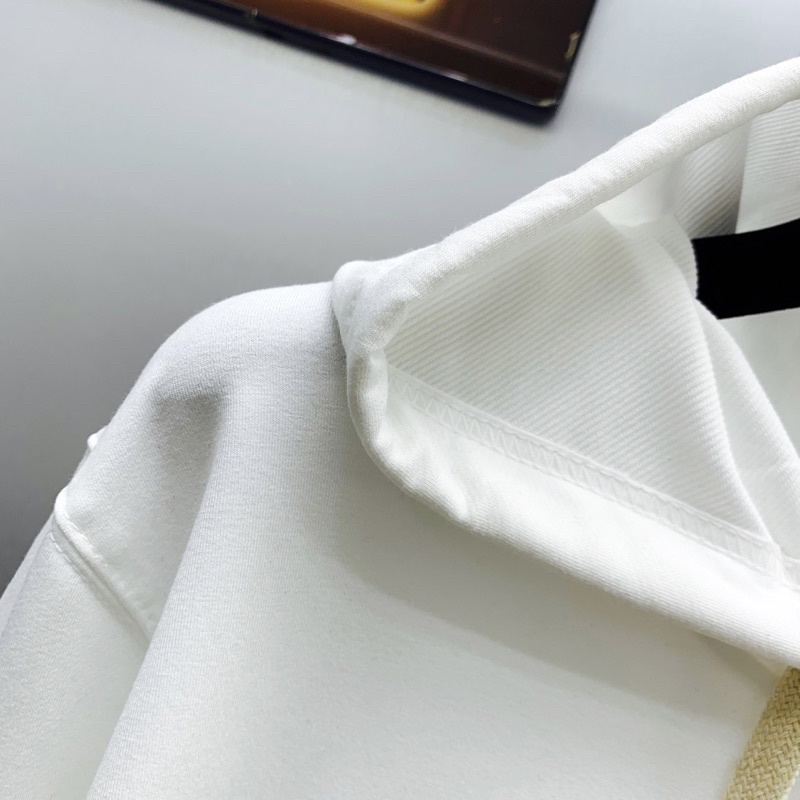 Áo hoodie nam nữ thêu chữ C lông bông xù trước ngực dây sữa mũ dài chất nỉ cotton ống bo chun dày dặn