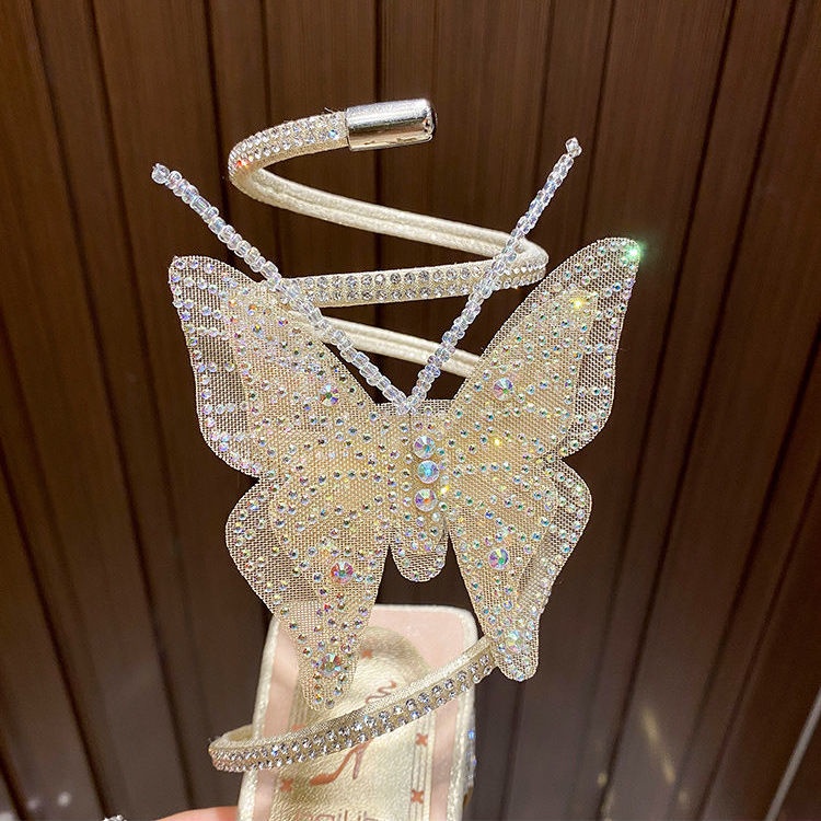 Giày Cao Gót Đính Đá Hình Rắn Phong Cách La Mã Thời Trang Mùa Hè Mới